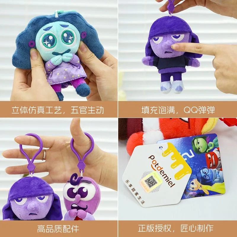 Cute Inside Out Plush toy pendant cartoon Disney anime Doll backpack pendant kawaii Joy Sadness keychain girl's birthday gift