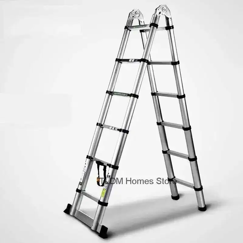 Stairs Ladder Aluminum Non-slip Herringbone Foldable Telescopic Industrial Household Folding Alloy Ladder Max Load 150kg F