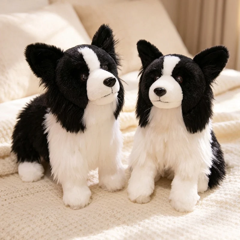 Simulation Border Collie Stuffed Lifelike Plush Toy Smart Dog Pet Comfort Doll Party Props Gifts
