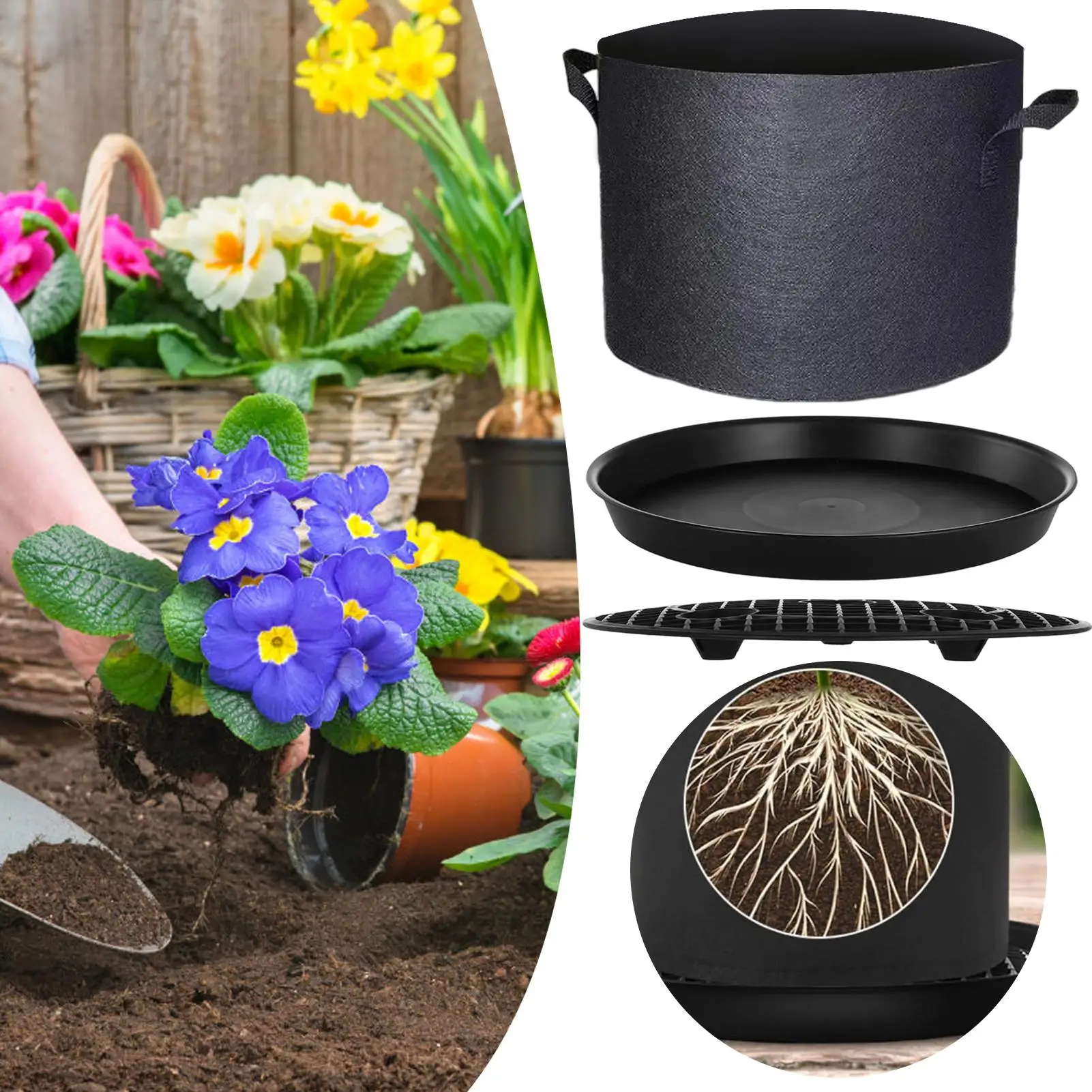 

Planter Water Tray Auto Irrigation Saucers Leakproof Fabric Planter Watering Saucers For Farming Balcony Germination Lawn