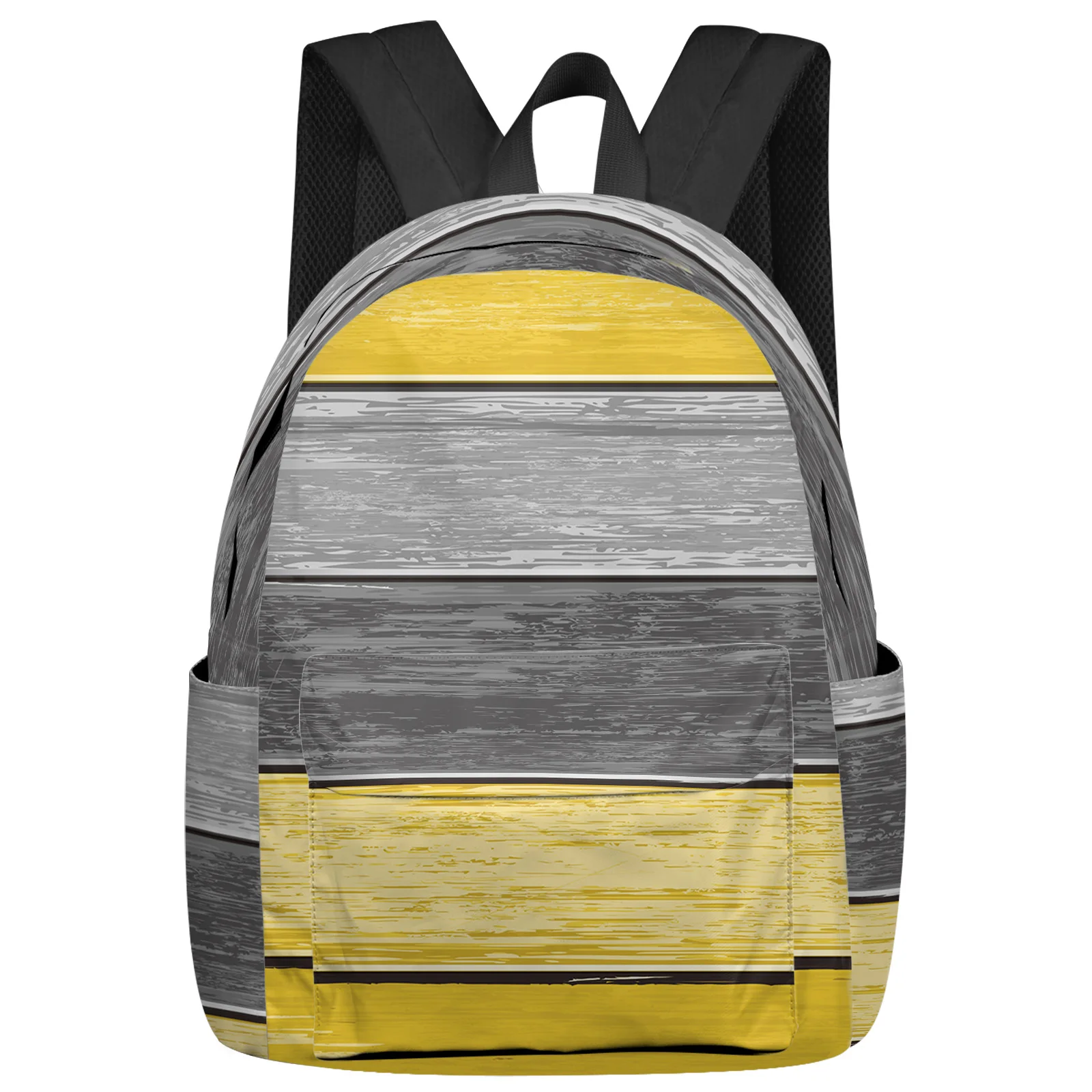 

Vintage Wood Grain Yellow Gray Gradient Women Man Backpacks Waterproof School Backpack For Student Boys Girls Bags Mochilas