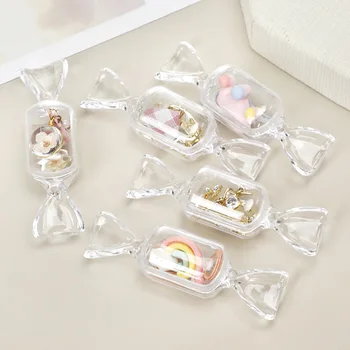 10 stücke Mini Transparente Lagerung Box Rosa Süße Geformte Kunststoff Schmuck Boxen Ring Ohrring Halter Organizer Verpackung Fällen Geschenke