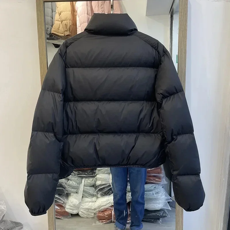 Kendou 스타일 짧은 하이 웨이스트 두꺼운 다운 재킷, 작은 키가있는 여성용, 유럽 버전, 2024 신상