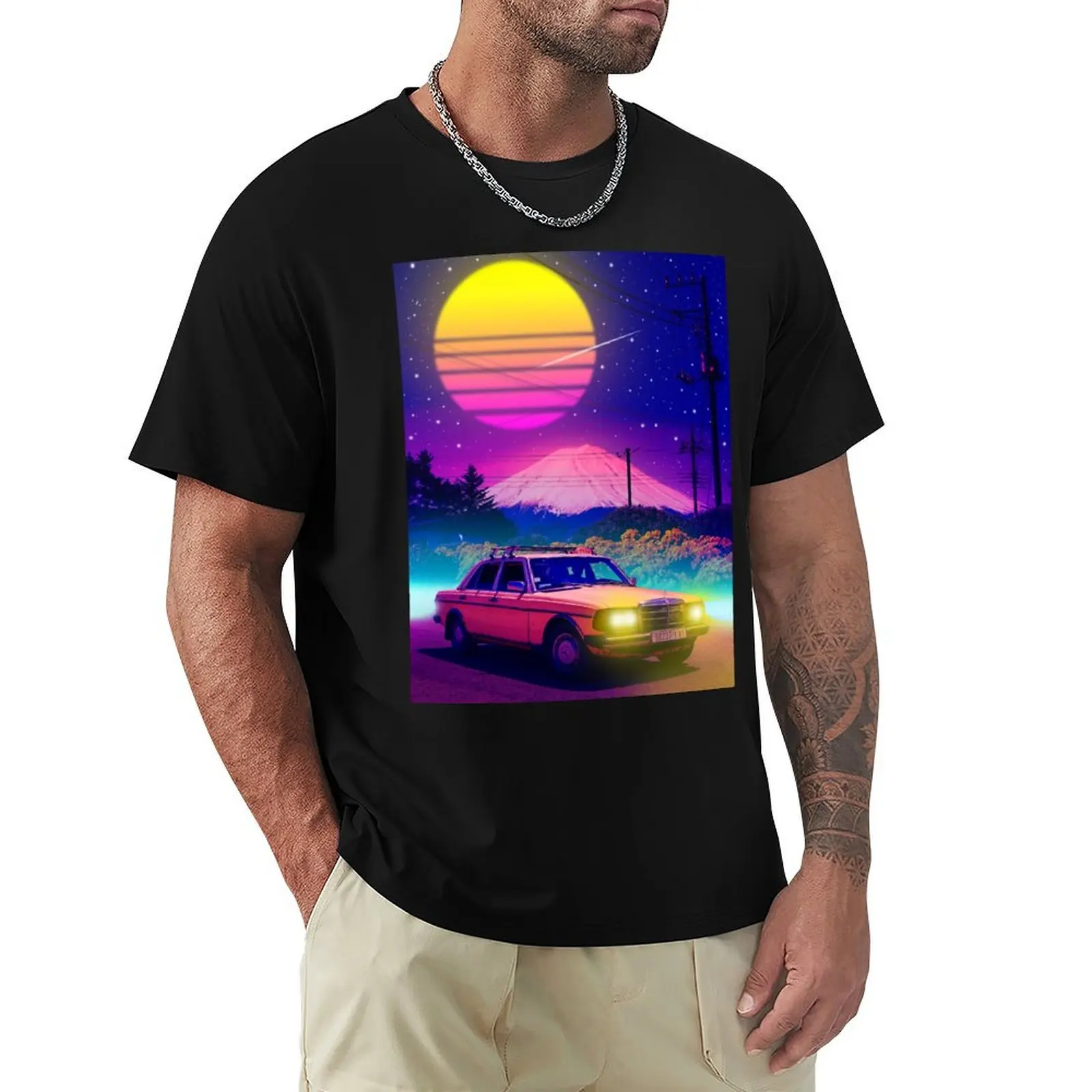 fuji mountain view car T-Shirt cotton graphic tees vintage t shirts mens designer t shirt