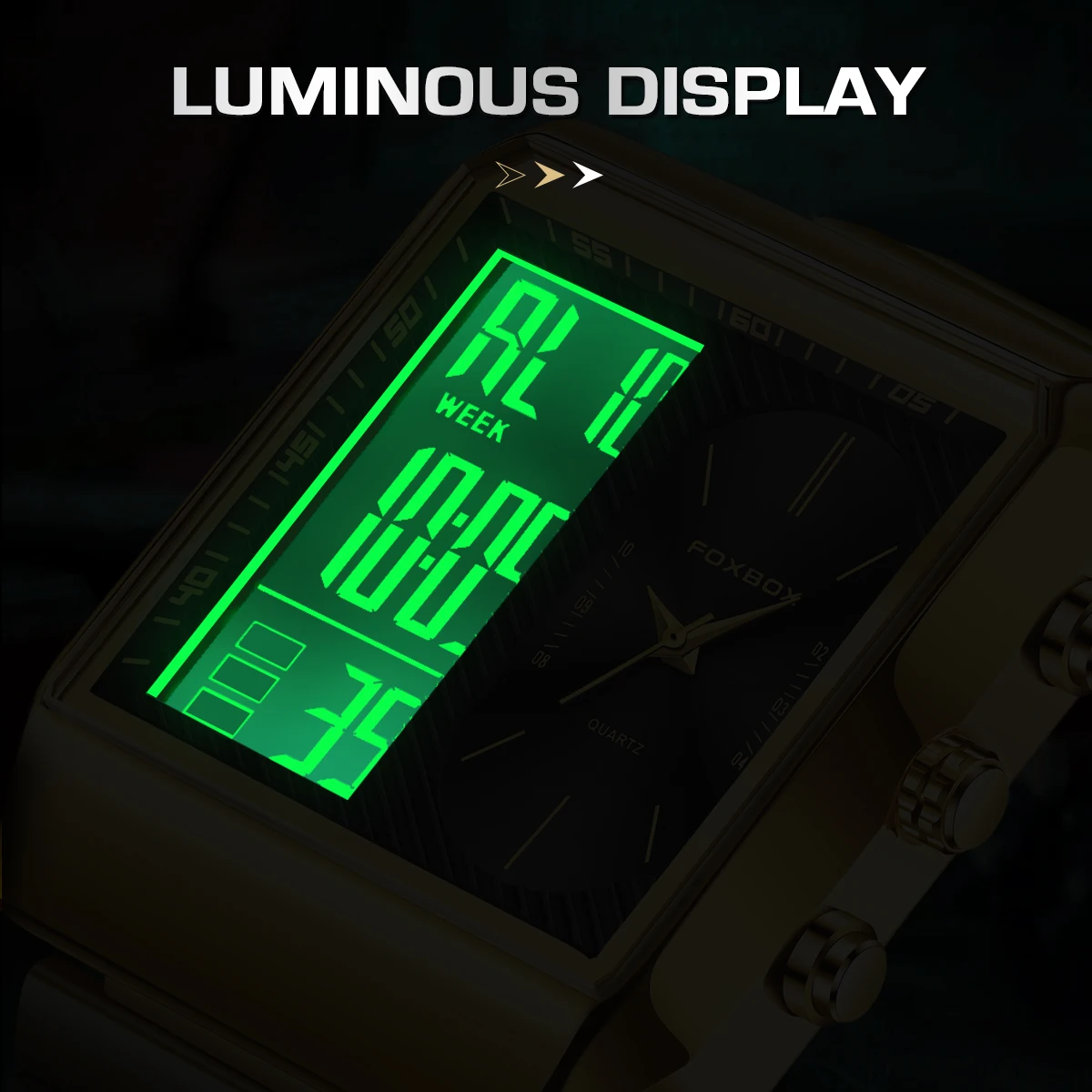 LIGE ใหม่แฟชั่นสแควร์นาฬิกาดิจิตอลผู้ชาย Casual กีฬากันน้ําผู้ชายนาฬิกาข้อมือควอตซ์ FOXBOX แบรนด์หรู Chronograph