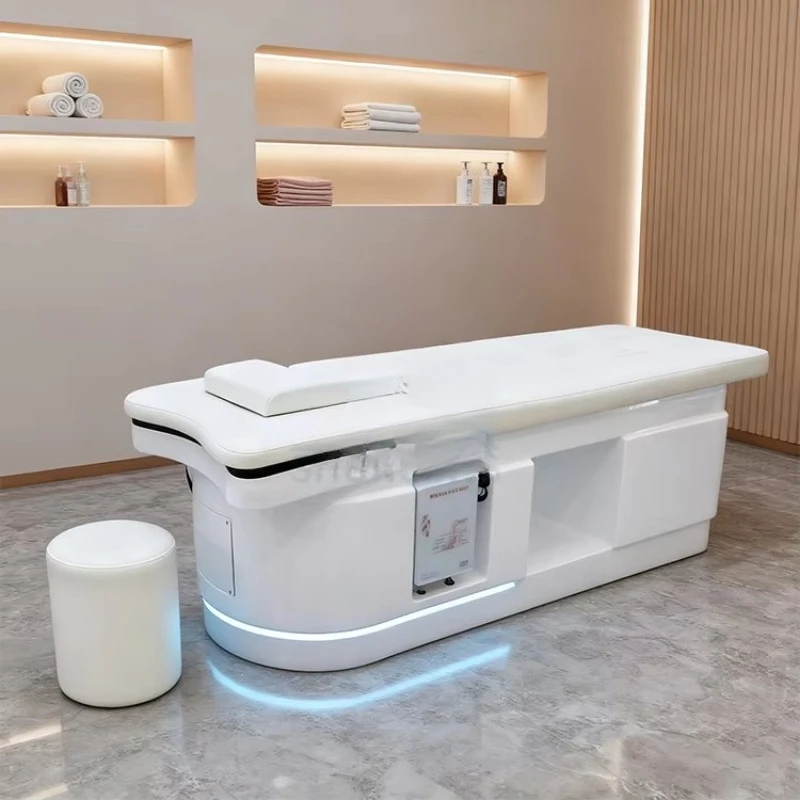 Fiberglass Shampoo Bed with Light Emitting Diode Thai Head Therapy Shampoo Bed