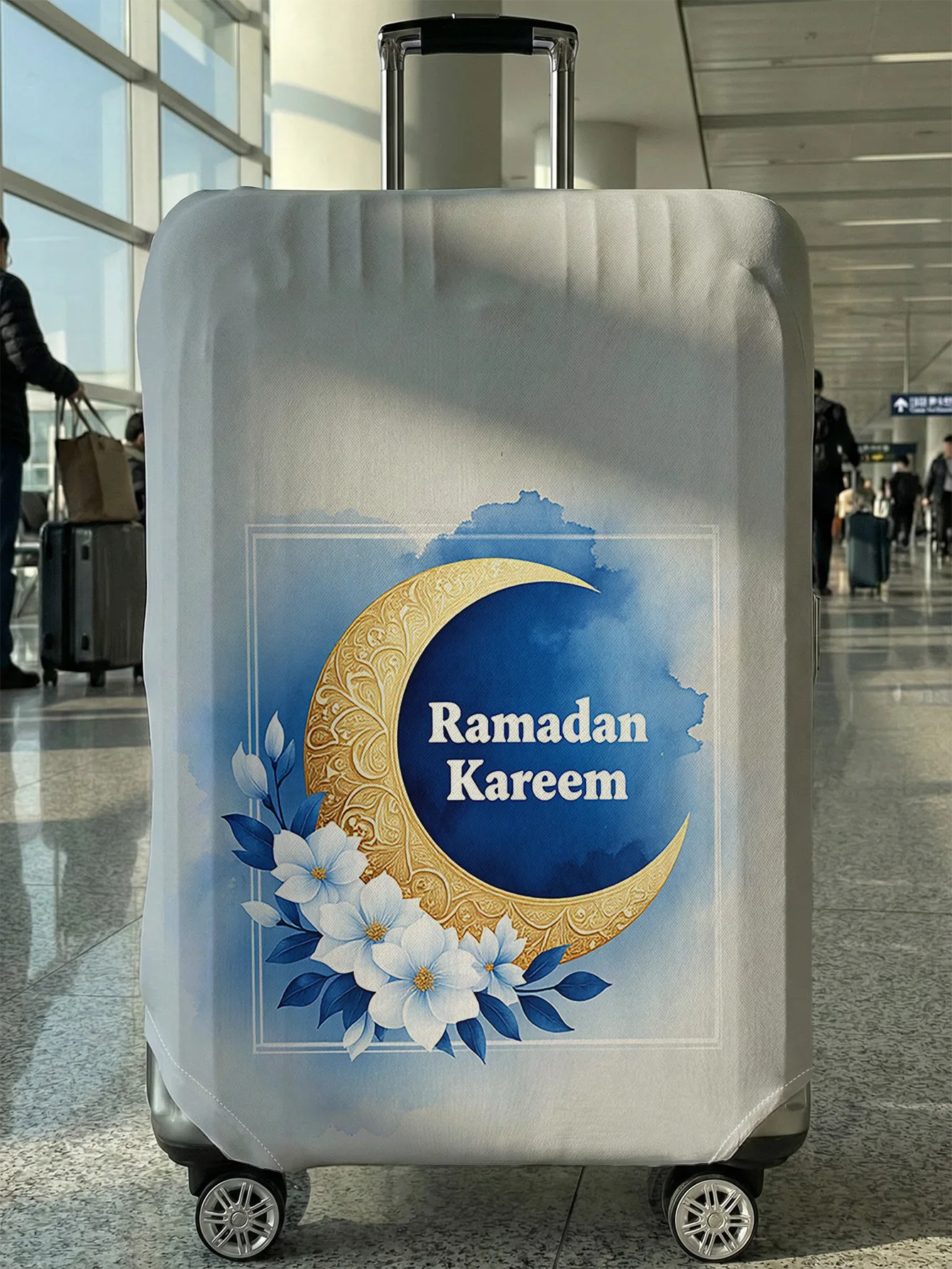 

Защитный чехол для багажа Blue Flower Golden Moon, подходит для багажных чехлов размером 18-32 дюйма, чехлов для ручек багажа, дорожных аксессуаров.