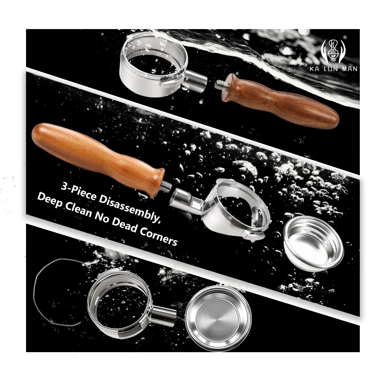 1Pc Espresso Bottomless Portafilte/304 Stainless Steel/2-lug/58mm/Detachable/Compatible Models:Nuova、Black Eagle,White Eagle