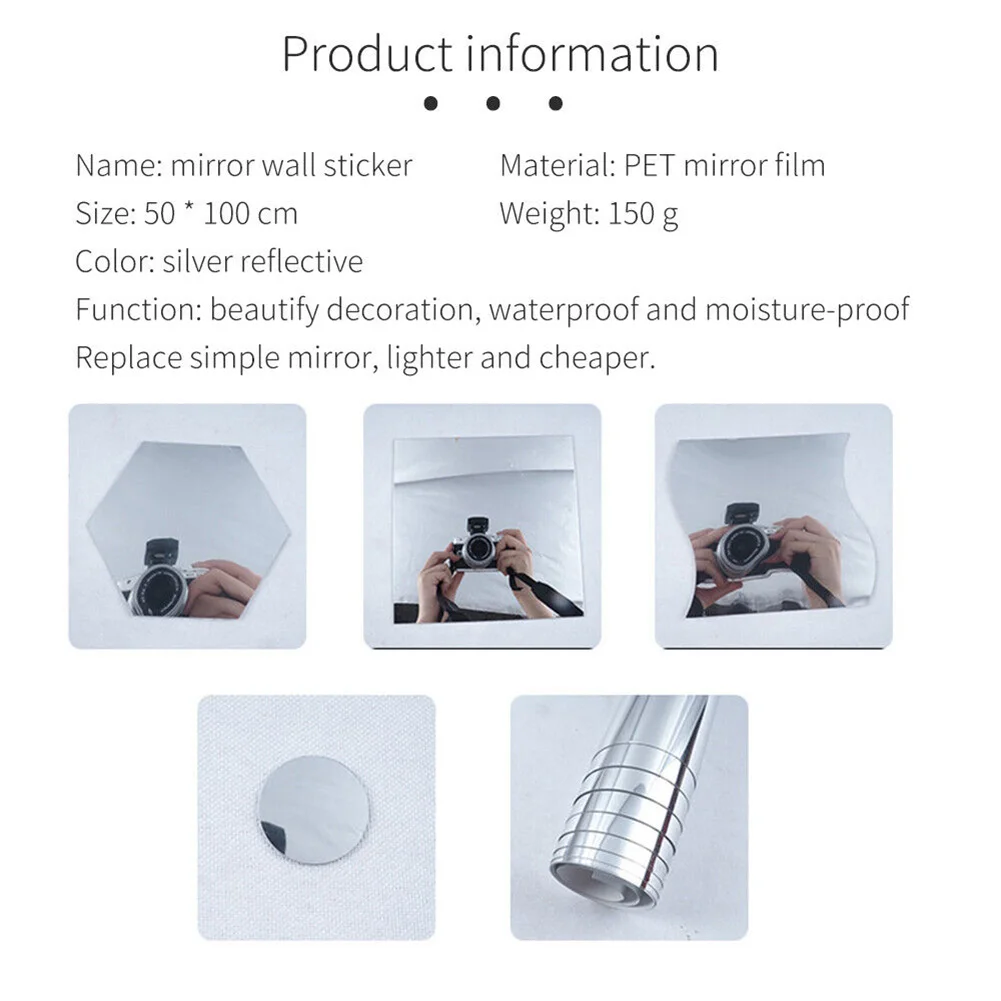 Wall Sticker Film for Bathroom and Home Use Reflective Design to Brighten Interiors Easy Application on Smooth Walls