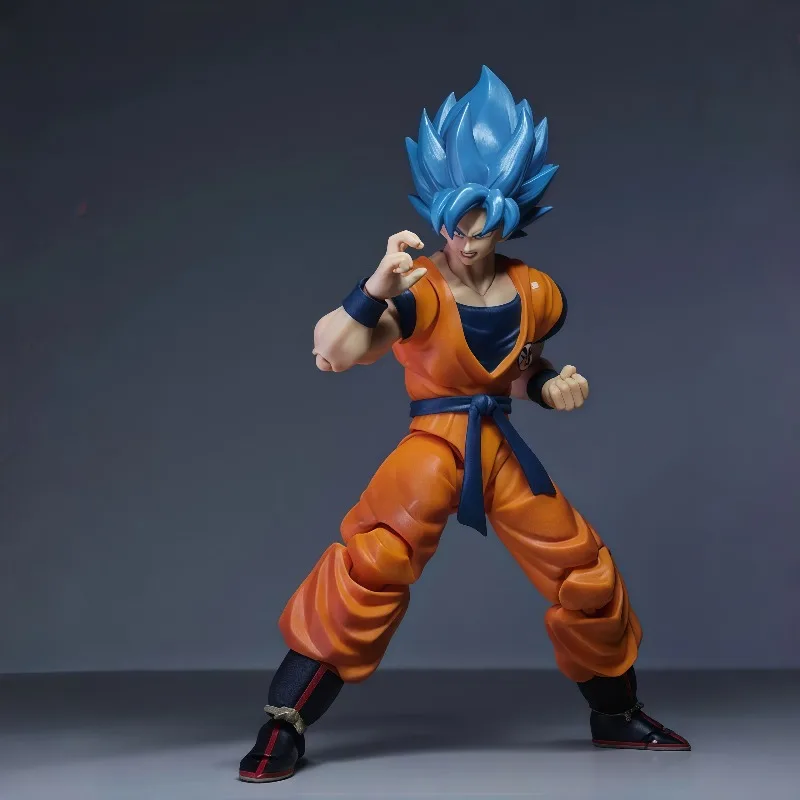 Genuine Bandai S.H.Figuarts Dragon Ball Super Saiyan Blue Son Goku Articulated Action Figure Collectible With Original Box - view 5
