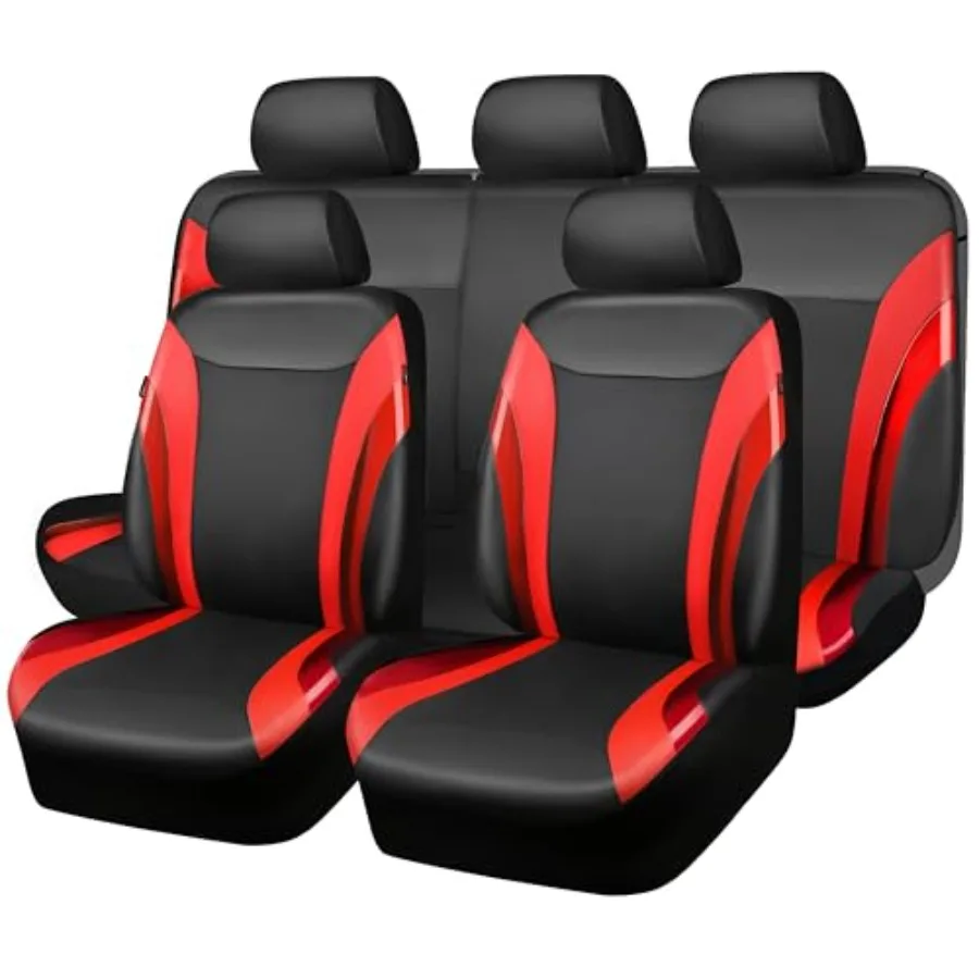 

Чехлы для автомобильных сидений из искусственной кожи, полный комплект, водонепроницаемые, для легковых автомобилей, внедорожников, седанов, грузовиков, совместимые с подушками безопасности, спортивные, универсальные