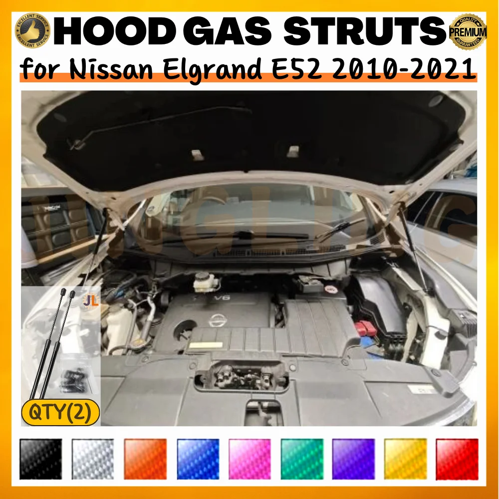 

Qty(2) Hood Struts for Nissan Elgrand E52 2010-2021 Front Bonnet Modify Lift Supports Dampers Gas Springs Shock Absorbers