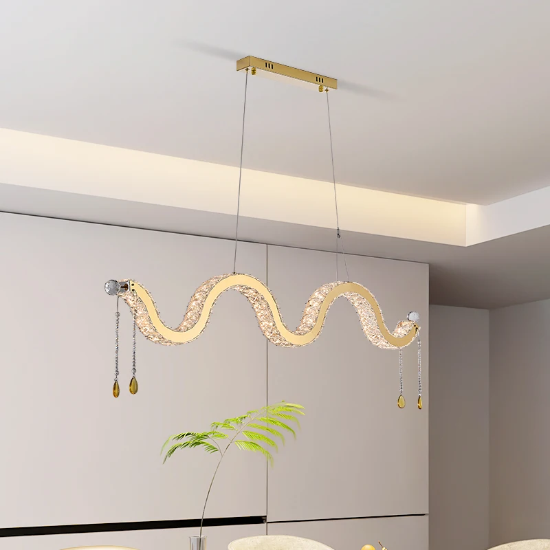 الشمال LED كريستال الثريا مطعم الثريا الحديثة الفاخرة جزيرة شرفة بار ثريا تركب بالسقف تركيبات الإضاءة الداخلية #2