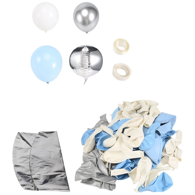 Blue Balloon Garland Arch Kit 141Pcs Baby Blue And White Latex Balloons For Baby Shower Wedding Birthday Party Supplies