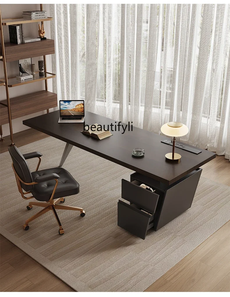 

Italian minimalist solid wood desk modern home study living room boss desk