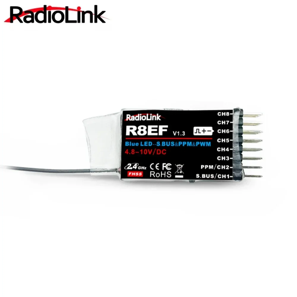 Radiolink R8EF 2.4Ghz 8 Channels Receiver V1.5 Support S-Bus/PPM/PWM Signal for 8CH T8FB T8S Transmitter RC Car Boat Drone