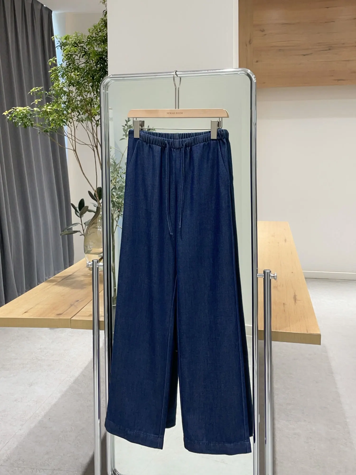 Jeans drappeggiati in seta coreano Sle vita alta gamba dritta casual colore puro estate nuovo arrivo denim elastico in vita lungo fino al pavimento