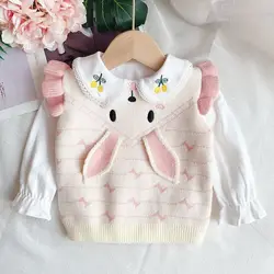 Toddler Baby Sweater Vest Spring and Autumn New Rabbit Ears Sweater Girl Knitted Vest Knitted Sweater Vest