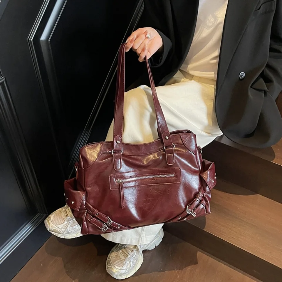 Winter Style Soft Pu Leather Y2k Cool Commuter Tote Sac Large Capacity Handbag Shoulder Bag Women's Bag Purses Women Hand Bags image 5
