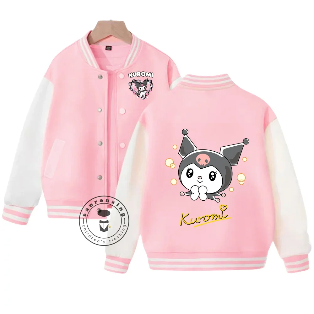 

Sanrio Kulomi Pattern Print Thick Warm Stylish Coat for Boys and Girls 2-14 Kids Sanrio Fall/Winter Jacket Baseball Uniform