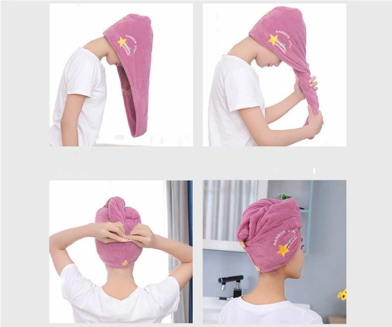 Women Girl\'s Magic Microfiber Shower Cap Towel Bath Hats for Women Dry Hair Cap Quick Drying Soft for Lady Turban Head SN4048