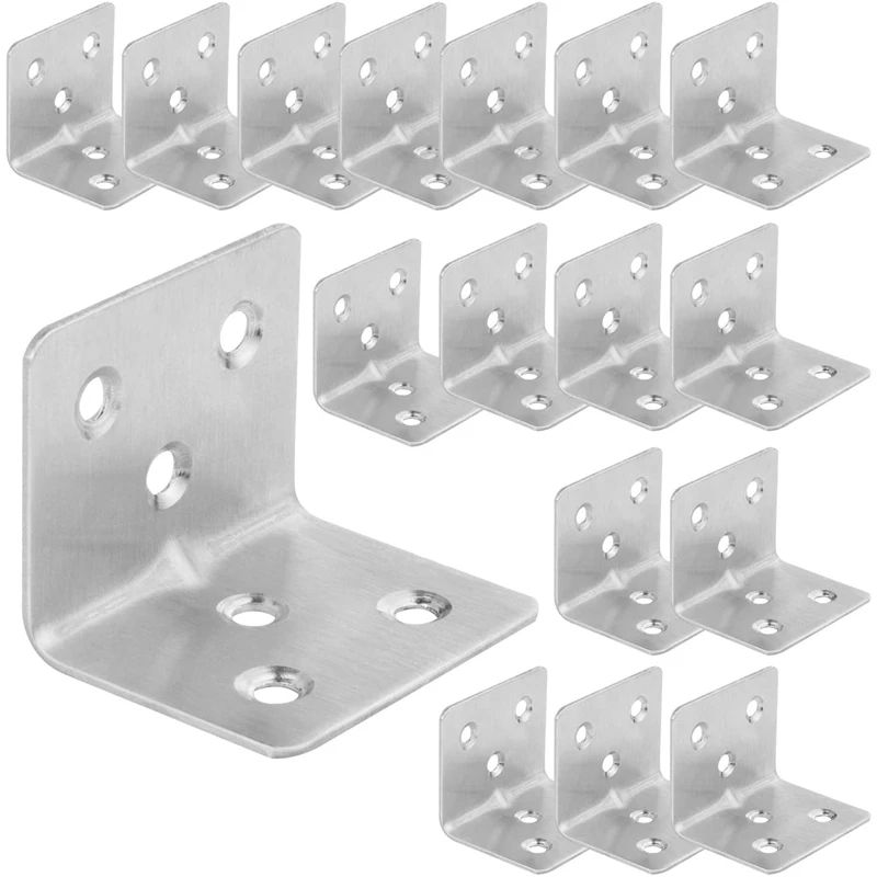 64Pcs Corner Brackets, 90 Degree Internal Angle Brackets, L-Shaped Bracket Connection Fasteners, For Wooden Furniture