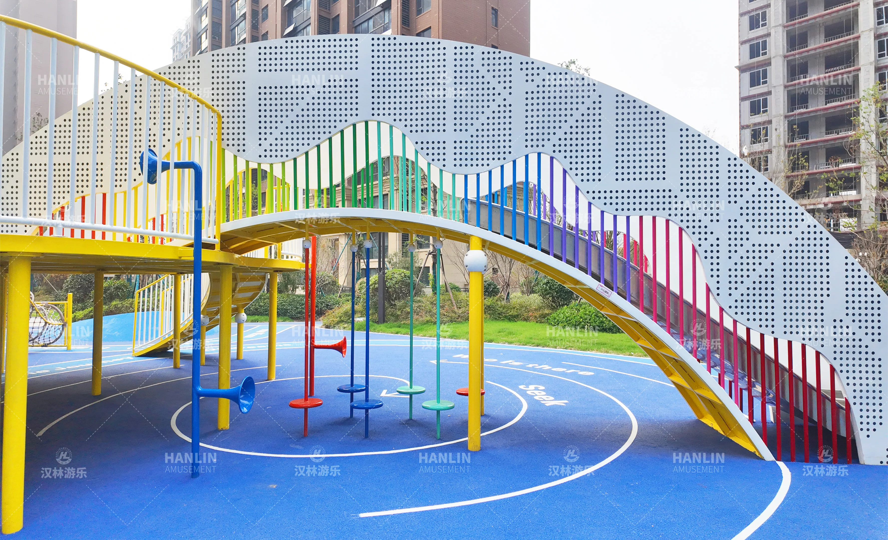 Rainbow Net Rope Climbing Slid - Kids Outdoor Wooden Playhouse recension och pris