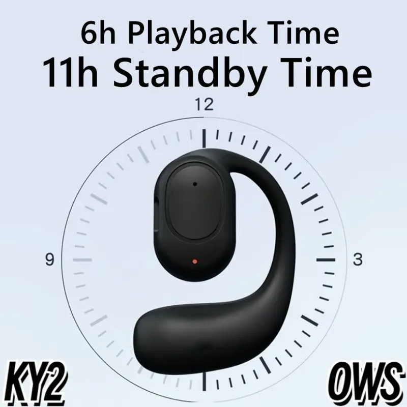 KY2 Wireless Bluetooth Earphones Air Conduction OWS Headphone HiFi Ear-Hook Music Sports Noise Cancel Headset For Smart Phones