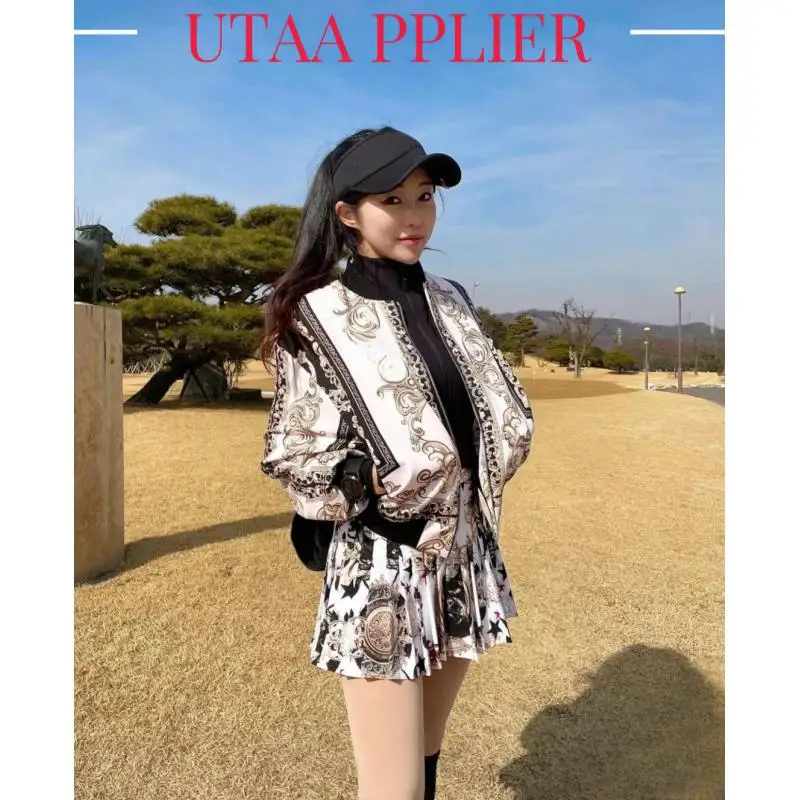 2025 Golf Digital Printed Zipper Coat Sunscreen Coat Autumn And Winter Thin Long Sleeve Collar Outdoor Casual Top