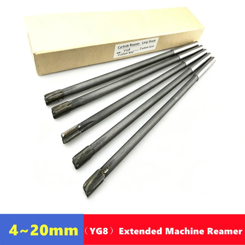 YG8 Alloy Inlay Elongation Machine with a Reamer 4-20mm, 200/300/400mm Total Length, Metal Hole Expansion and Deburring Reamer