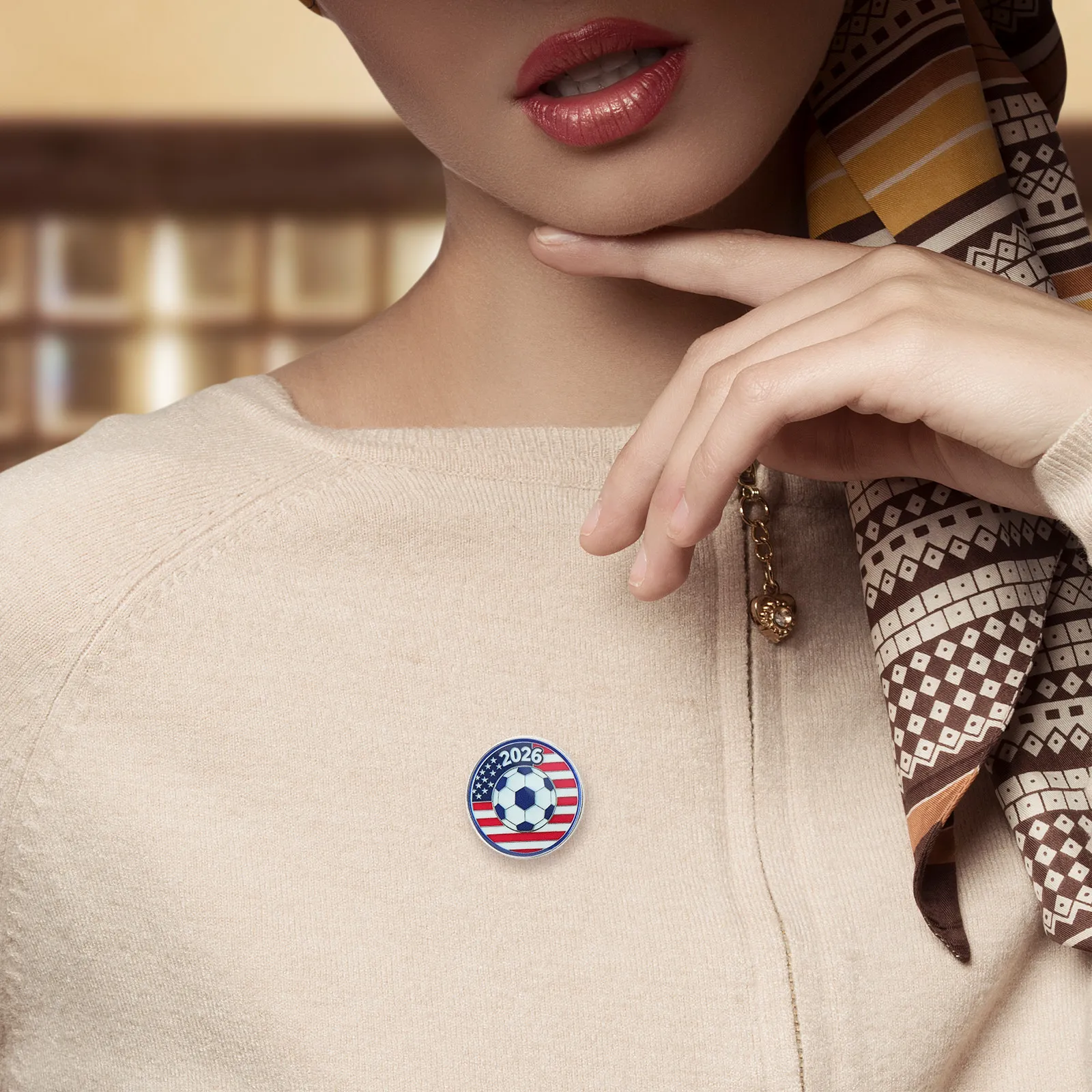 5Pcs Soccer Fan Lapel Pins Us National Flag Football Brooch Soccer Team Spirit Badge Commemorative Backpack Party Supplies