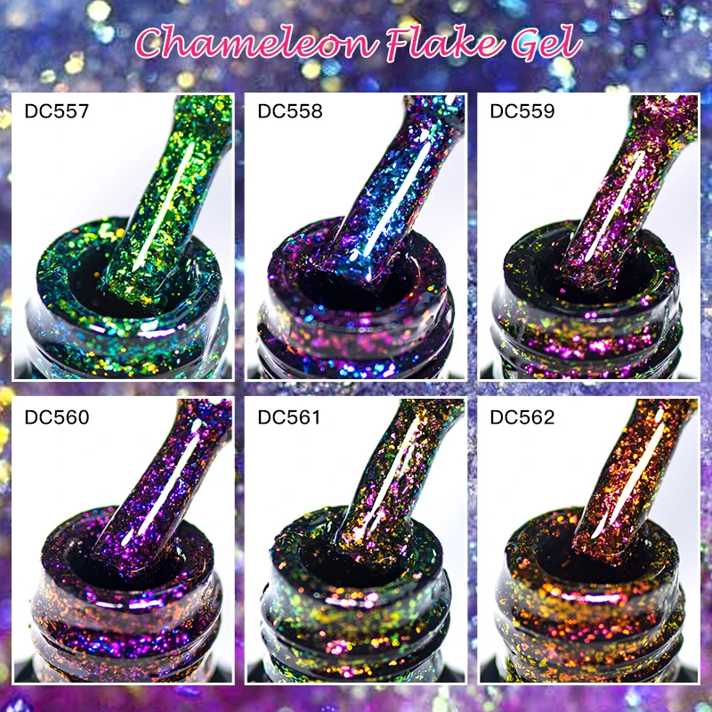 7ml Chameleon Flake Gel Nail Polish Aurora Glitter Nail Gel Kit Semi Permanent Varnish Hybrid Soak Off UV Gel For Manicure DIY