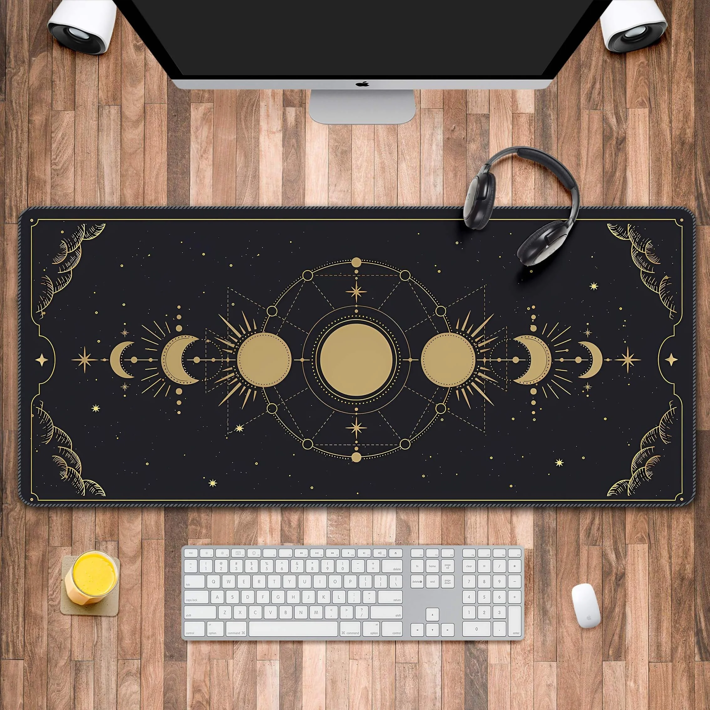 

Moon phase mouse pad Celestial table pad Golden Moon table pad Mysterious Astronomical mousepad xxl table mat Keyboard laptop