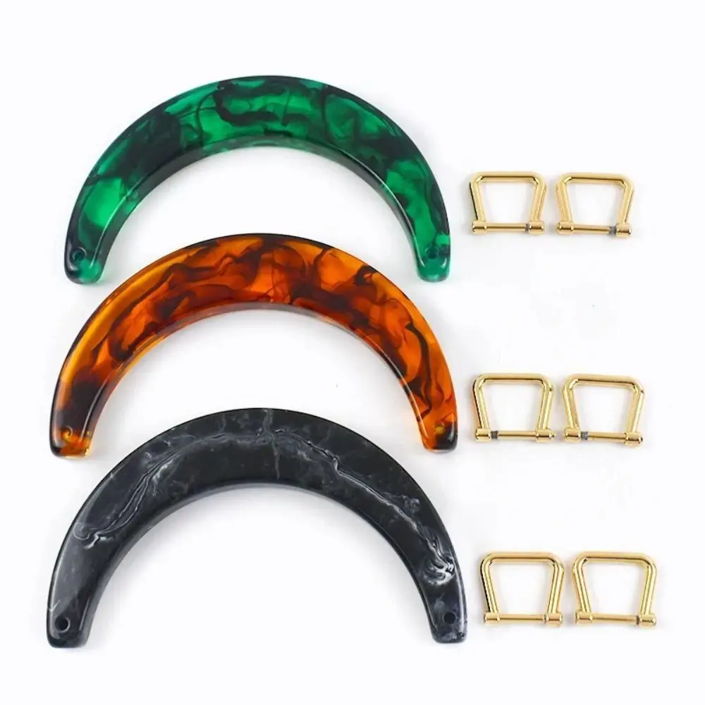 

Resin Women's Bag Handle Amber Semi-circular Handbag Handles with Square Buckle 13.5cm Tote Grip DIY Handmade Craft Bags