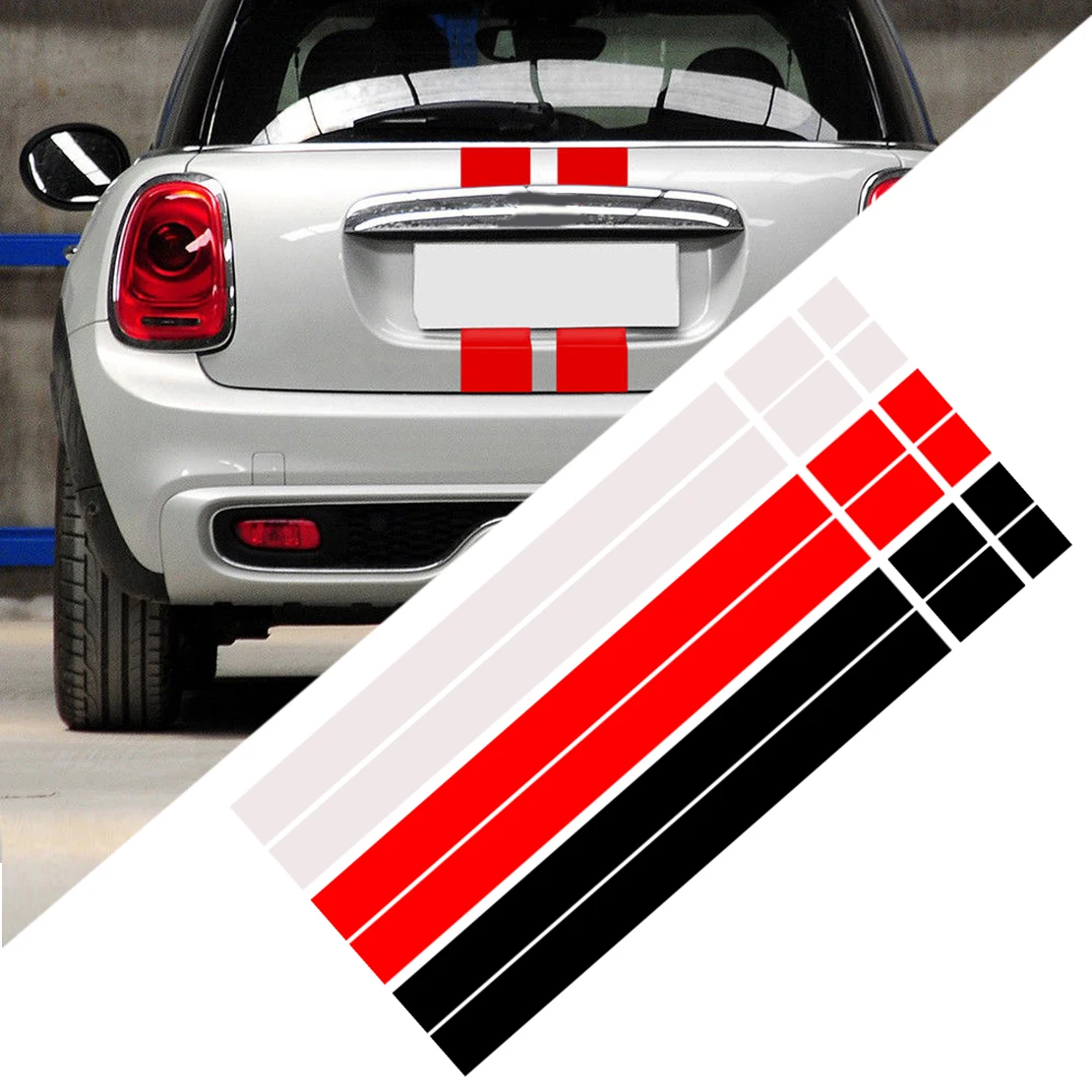 

beler 2Pcs Car Black/White/Red Bonnet Stripes Hood Sticker Cover Vinyl Decal Fit for MINI Cooper R50 R53 R56 R55 dWm2754536