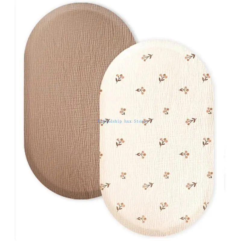 F1CB Cosy Baby Bassinet Fitted Sheet Comfortable Pram Bedding Stuff Machine Washable Fit Oval and Rectangle Mattresses