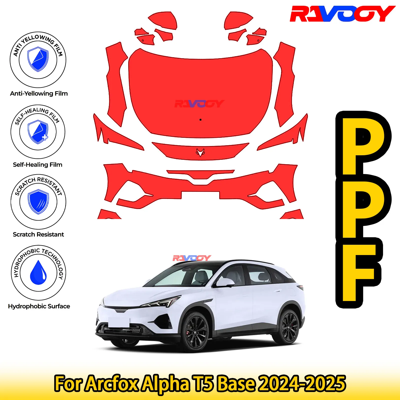 

Для Arcfox Alpha T5 Base 2024-2025 глянцевая матовая черная предварительно вырезанная передняя защитная пленка PPF Kit