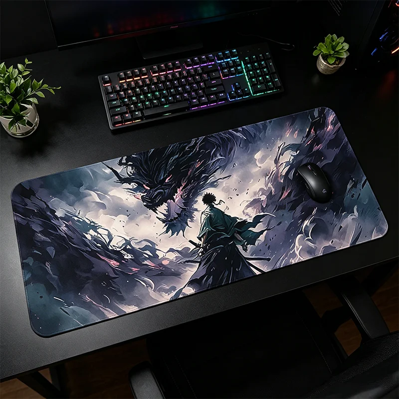Rubber Swordsman Style Mouse Pad, 300*800mm Large Anti-slip Rubber Desk Mat Unisex Keyboard Table Pad