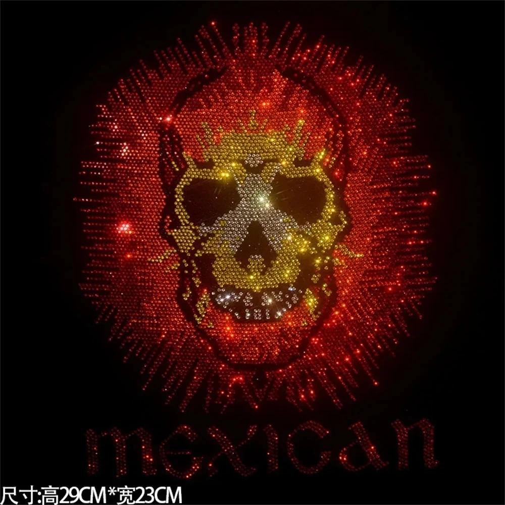 Super shiny skull fashion large cloth stickers hot drill sequins DIY clothes T-shirt decorative patch clothing accessories