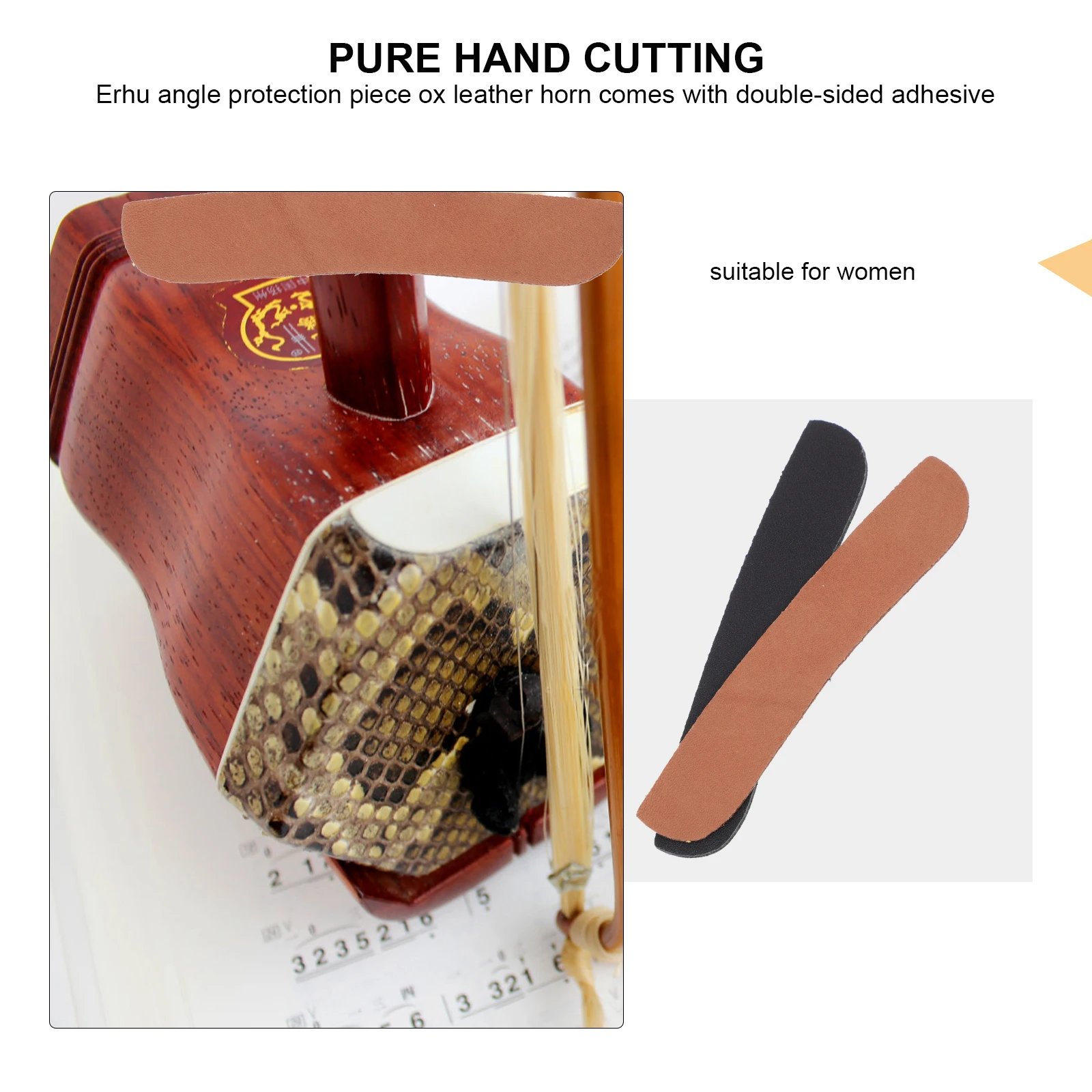 

2 Pcs Erhu Corner Protector Angle Protective Mat Comfortable Crash-proof Pad Viola Cushion Anti-skid Cowhide Self-adhesive