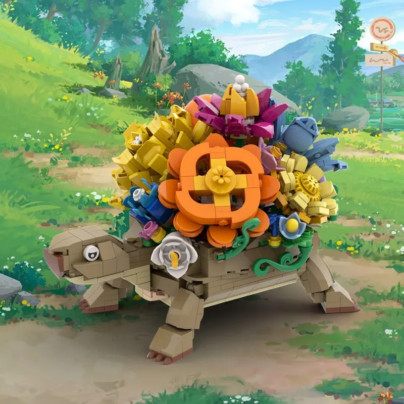 

MOC Building Blocks Set Turtles Plantered Flower Pots Bricks Model Animal Turtle Seeder Flower Building Blocks Toy for Kids Gift