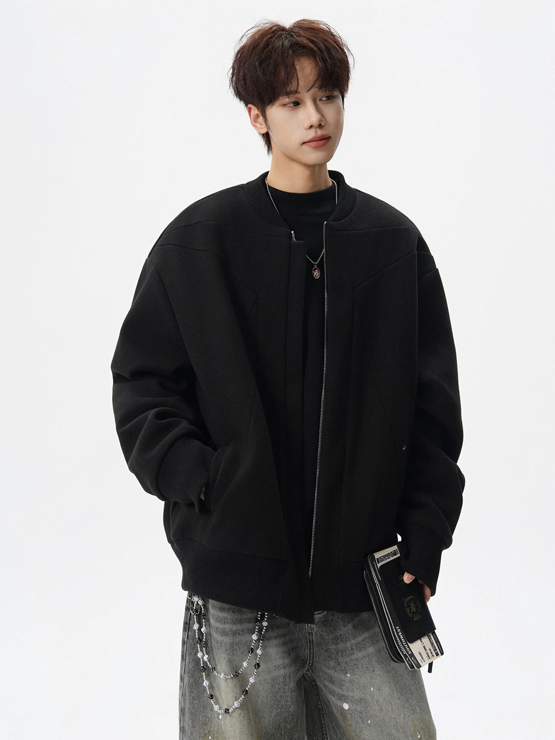 

Retro American College Sle Loose Fit Bla Jaet ex Autumn Faion Brand Baseball irt Outerwear Top for Men And Women