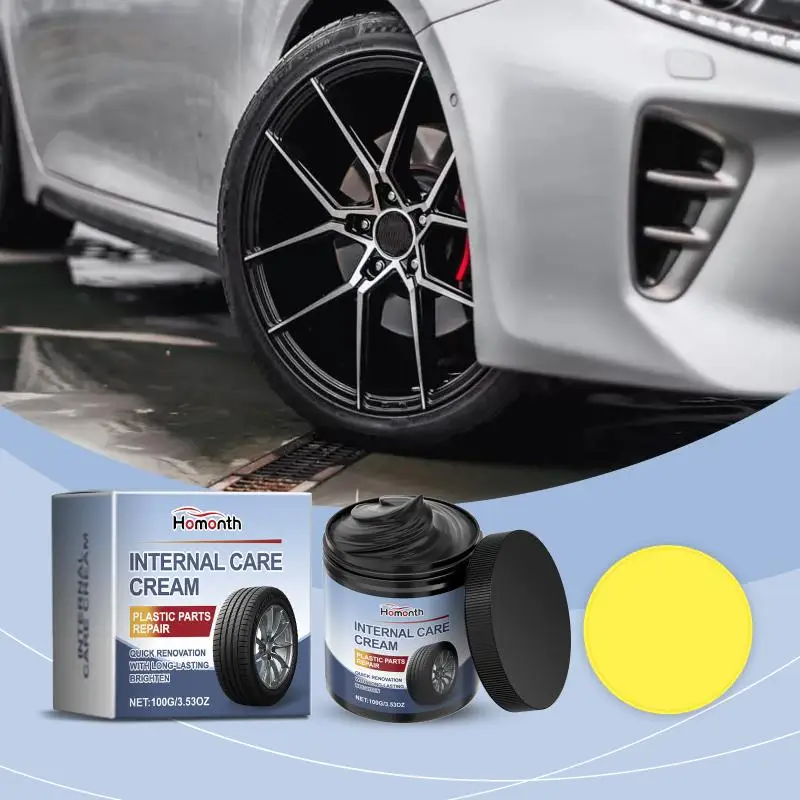 Tire Polishing Wax-High-Gloss Black Finish Restores: Gloss Enhances Appearance Prevents Oxidation Cracking Aging