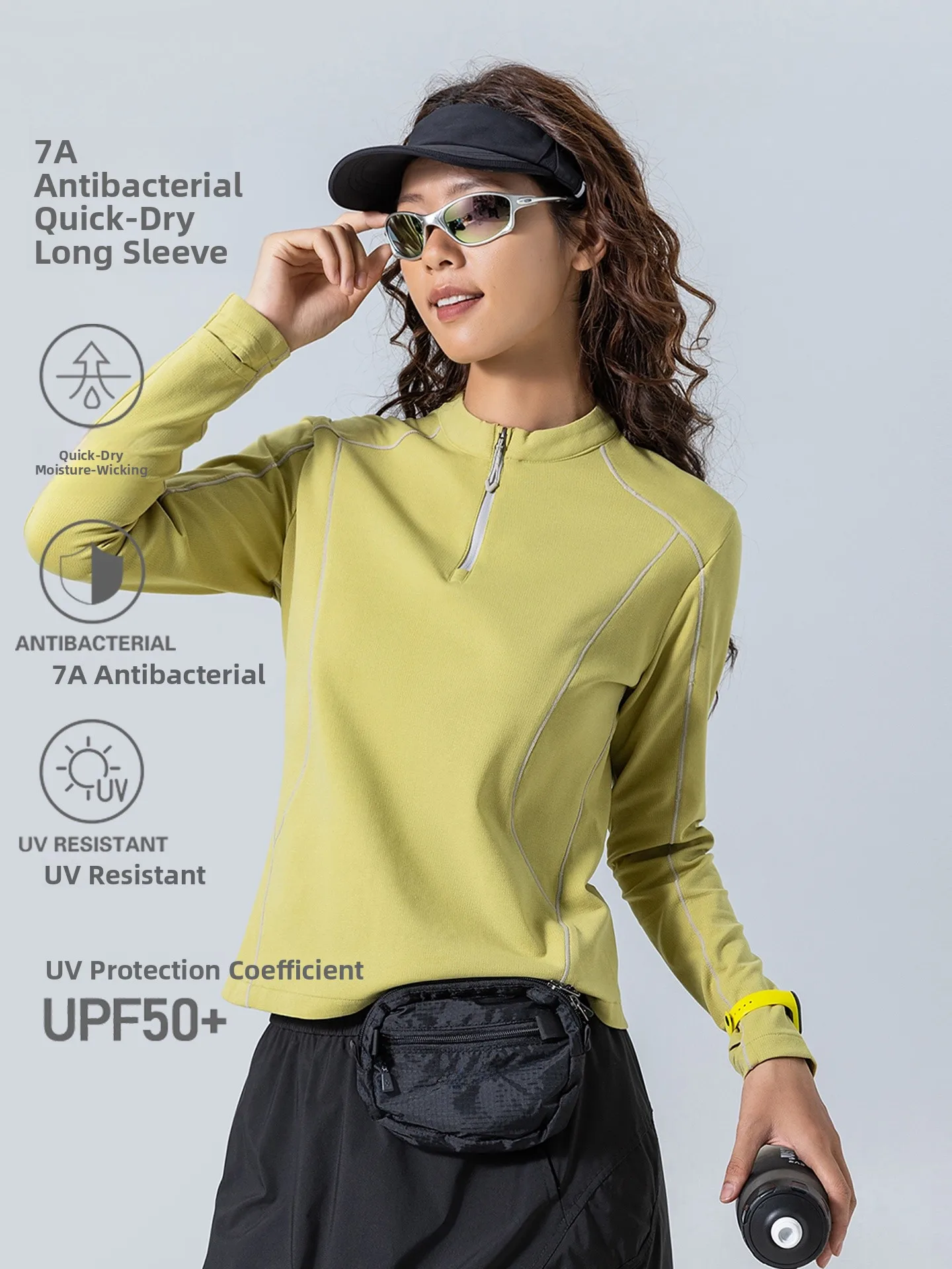Outdoor Women's Slim Fit Short Sleeve T-Shirt Fast Dry Long Sleeve Sport Climbing Hiking Clothing Polyester Fiber Zipper Design