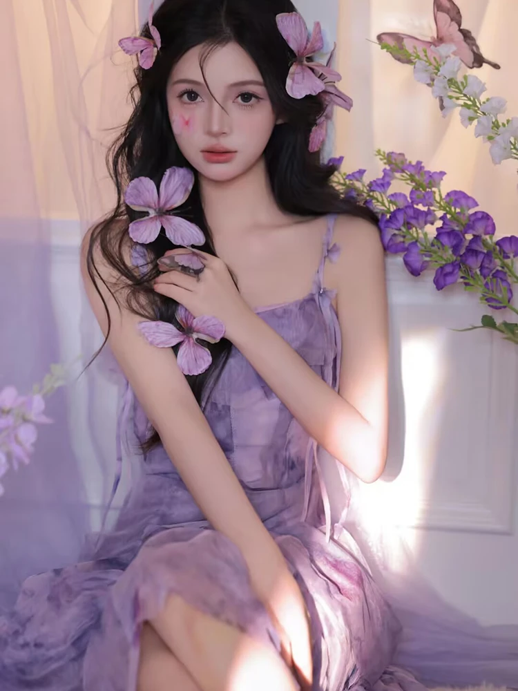 

Sweet Simple Girl Orchid Portrait Art Photo Studio New Early Spring Theme Clothing Pure Desire Minimalist Girl