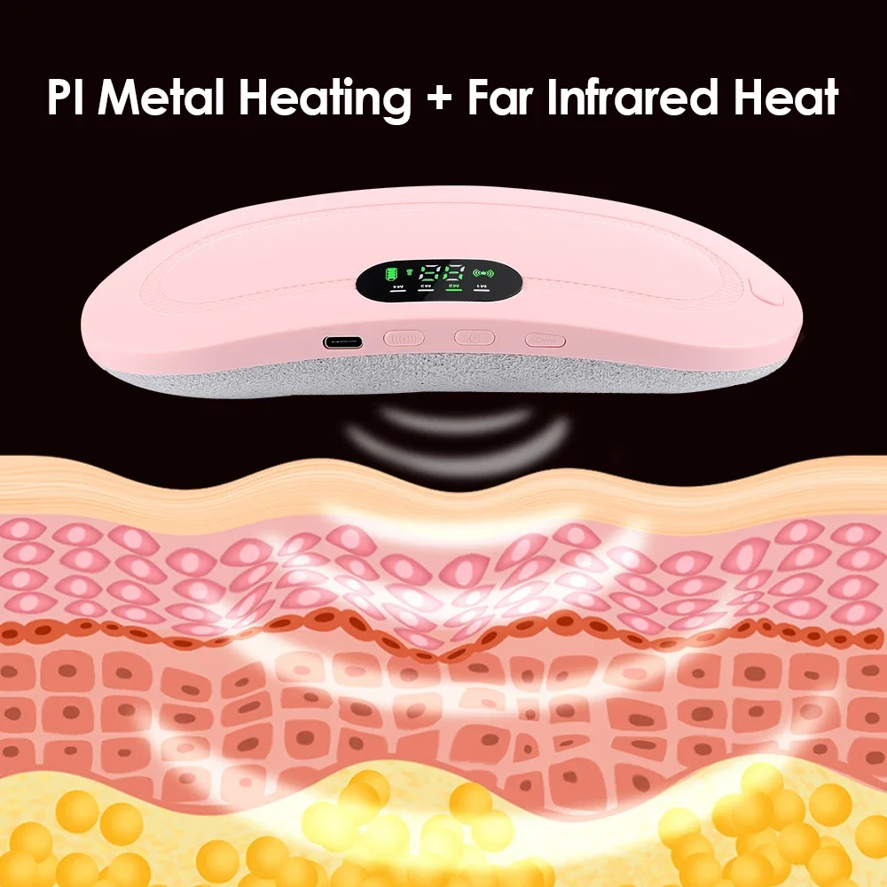 Electric Waist Massage Period Cramp Massager Vibrating Heating Belt for Menstrual Waist Stomach Abdominal Warm Palace Belt image 2