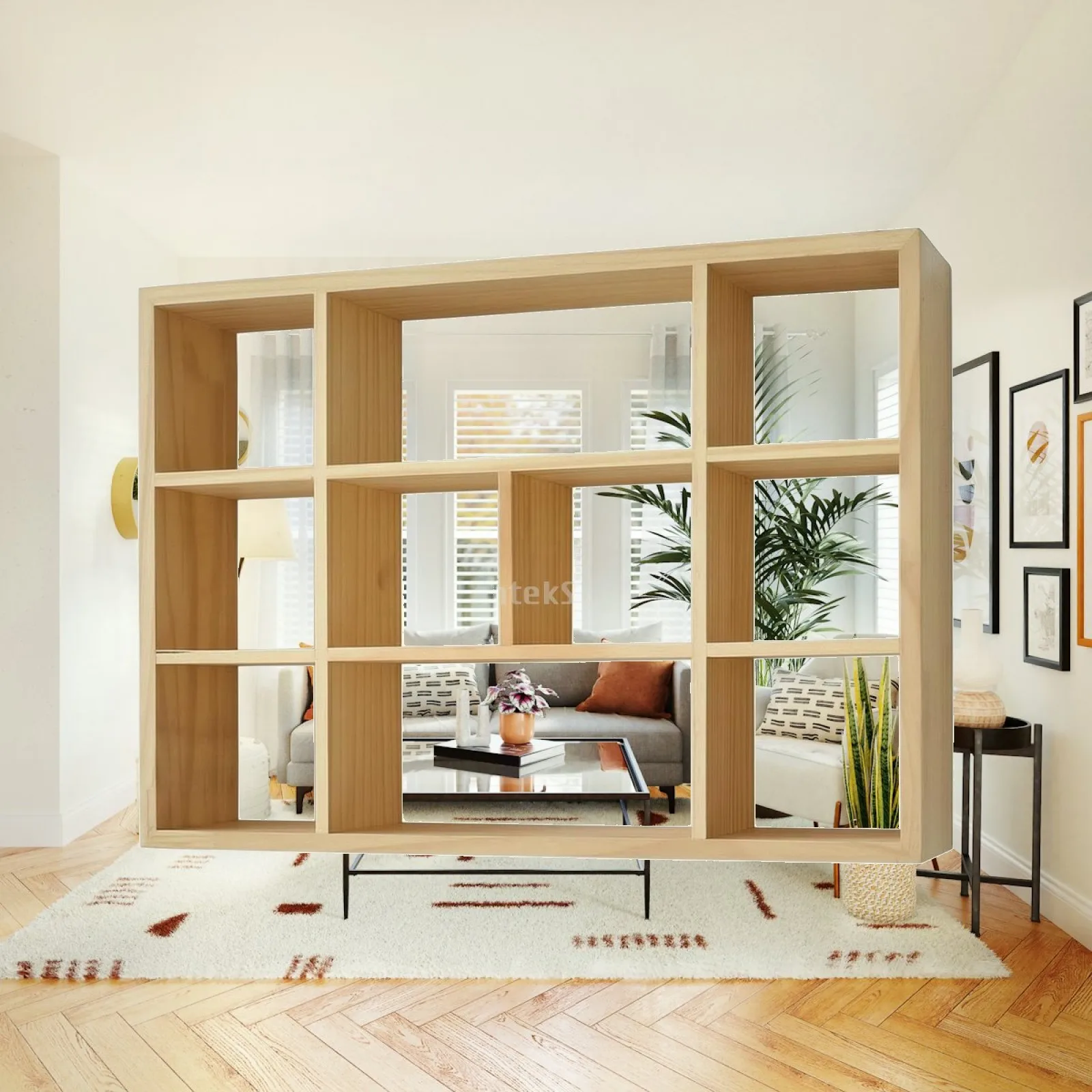 Open Display Shelf Wall Mounted Wood Storage Rack for Home Office Bedroom Organization