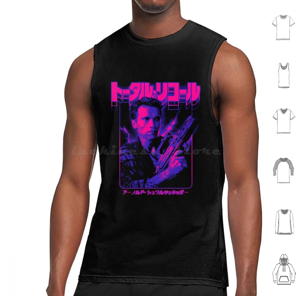 Total Recall : Douglas Quaid Tank Tops Print Cotton 80s 80s Movies Action Android Arnie Arnold Arnold Schwarzenegger