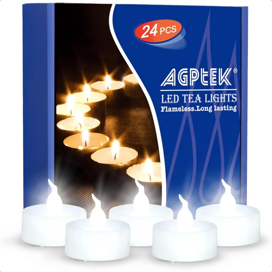 

AGPtEK® Timer Flickering Flameless LED Candles BatteryOperated Tealights for Wedding Holiday Party Home Decoration 24pcs Cool W