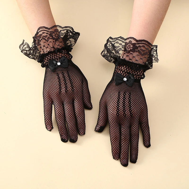 Damen-Spitzenhandschuhe, elegante kurze Spitzen-Teeparty-Handschuhe für Damen, Abendessen, Party, Hochzeit